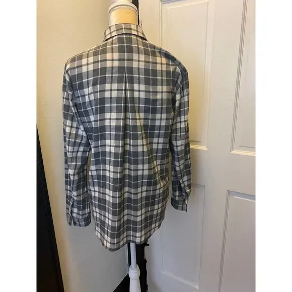 LAFAYETTE 148 Lightweight Flannel Plaid Button Down Shirt Gray White - Small (P) - Picture 3 of 9